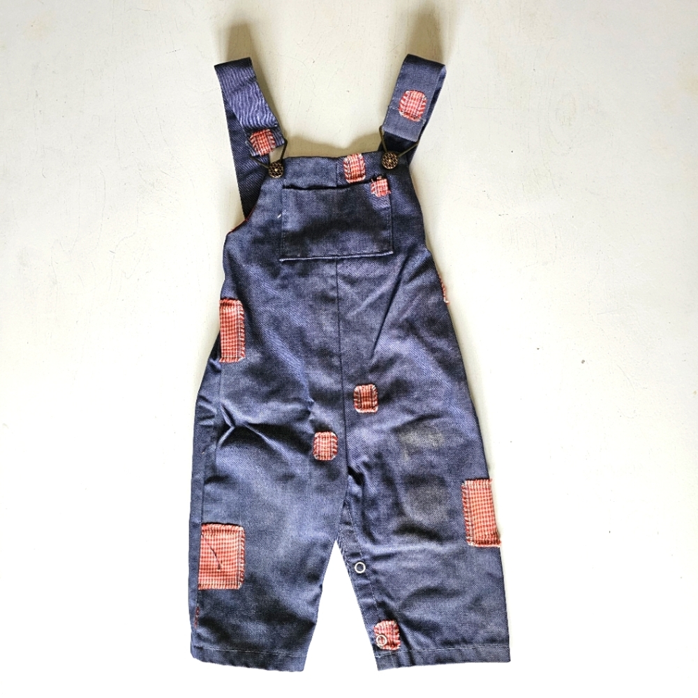 Vintage 1970s Baby Overalls with Patches